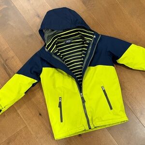 Lands' End Kids Navy and Lime Hooded Coat
